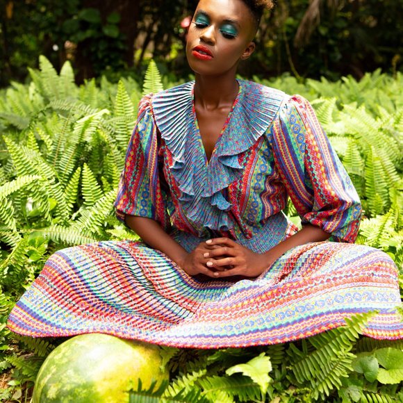 Vintage Diane Freis Geometric Print Dress - Picture 4 of 5